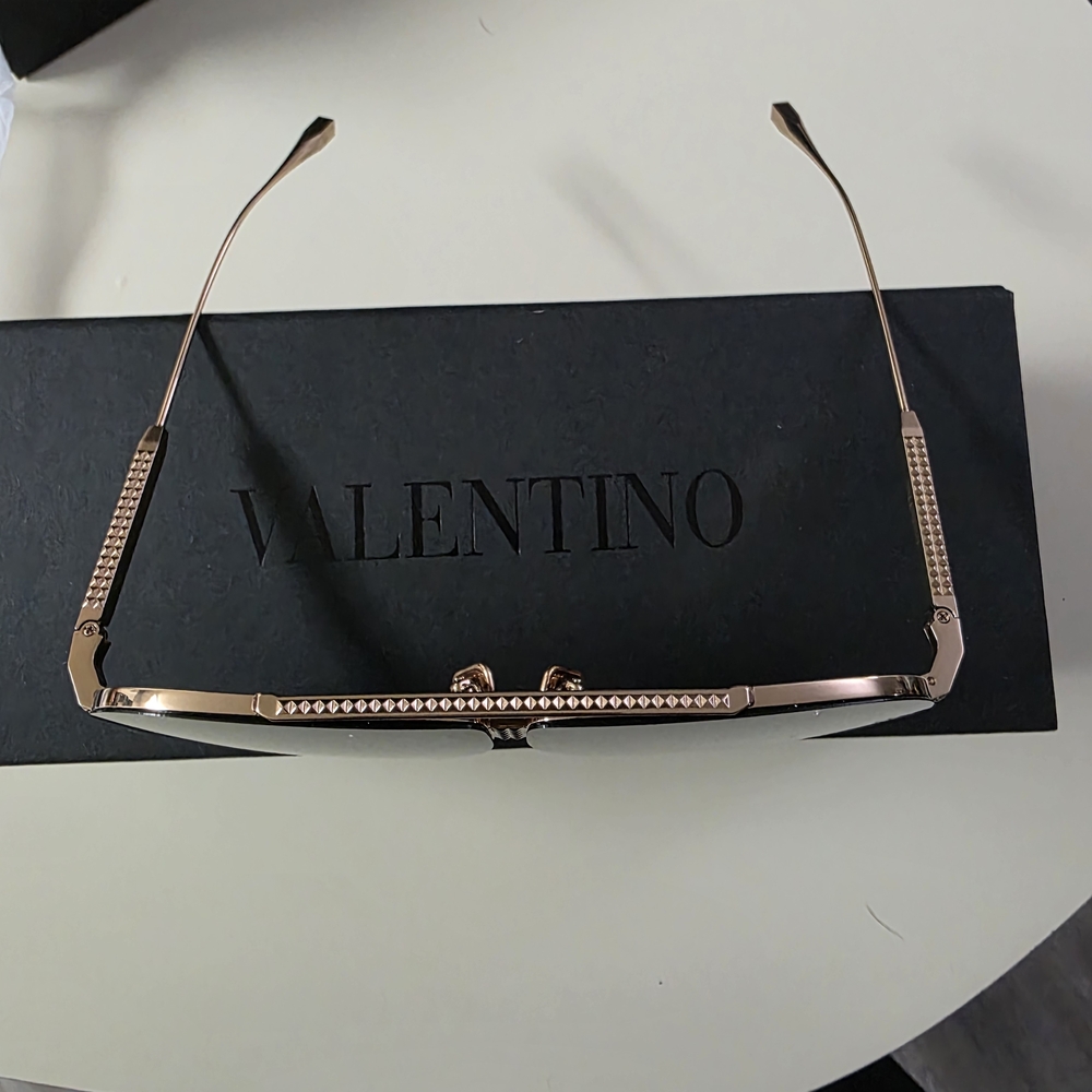 Valentino Black and Gold Aviator Sunglasses - Picture 9 of 16